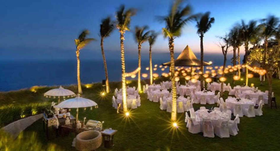 Beach night outdoor wedding reception idea